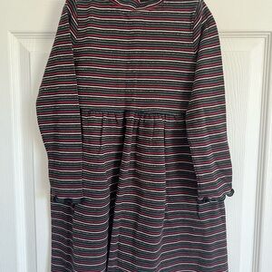 Hanna Andersson Black and Red Striped Dress Size 5 110 cm - Like New